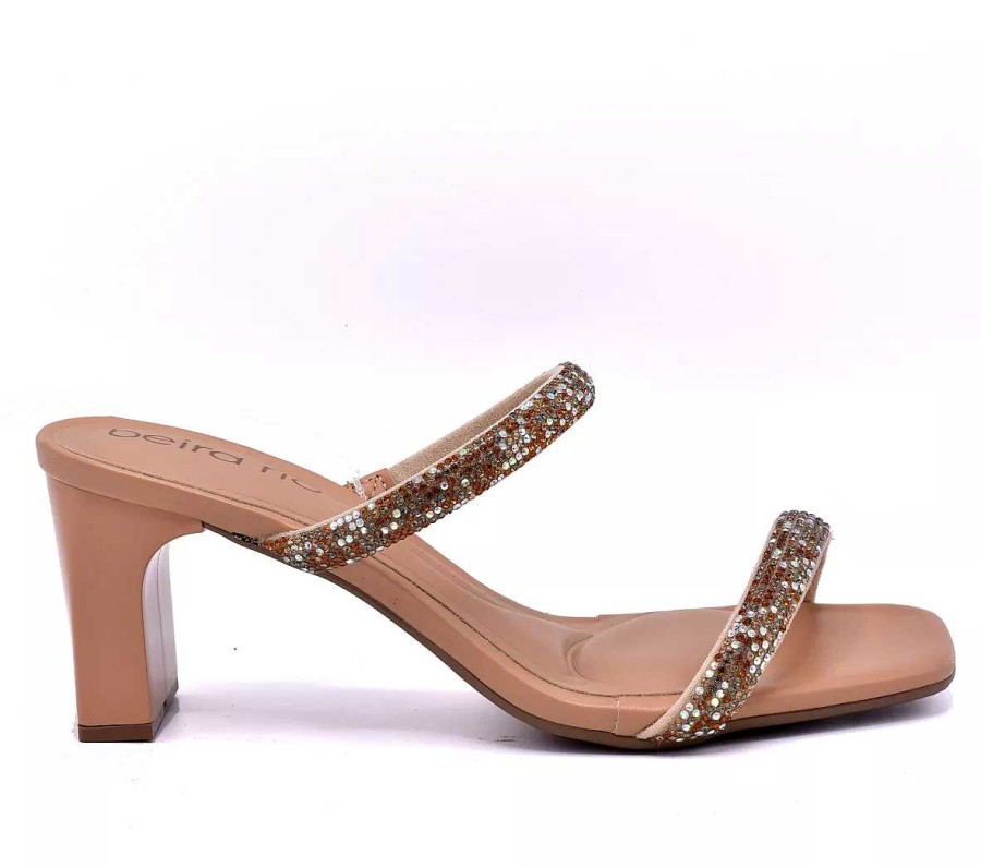 Sandalen Scrapy | Beira Rio Damessandalen Met Glitter Vierkante Hak Scarpy