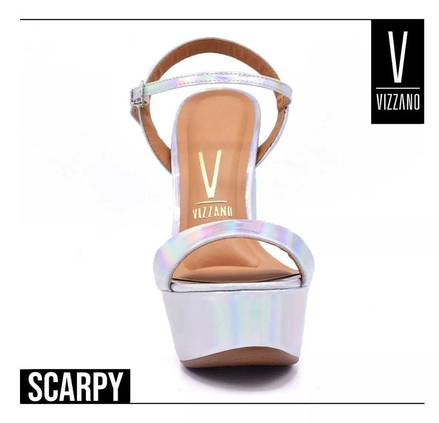 Stilleto'S En Platforms Scrapy | Vizzano Holografische Sandalen Met Taco Palo 12 Cm Scarpy