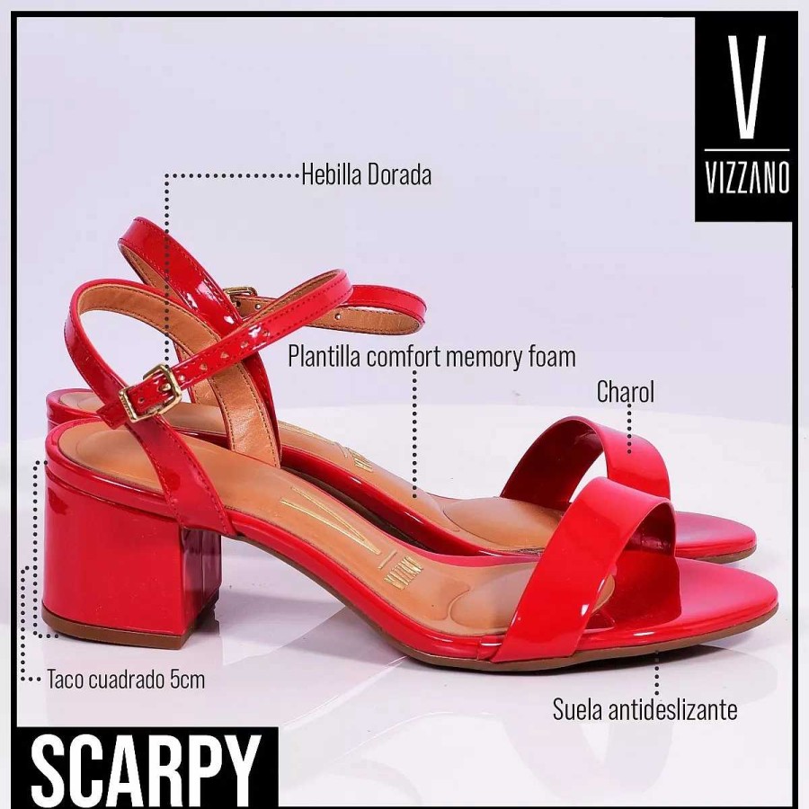 Stilleto'S En Platforms Scrapy | Vizzano Damesschoenen Lage Hak Lakleer Scarpy Sandaal