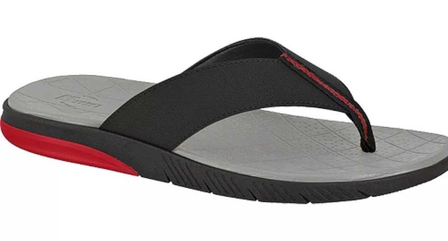 Man Scrapy | Brsport Herenslippers Met Rode Details Scarpy Rubberen Zool