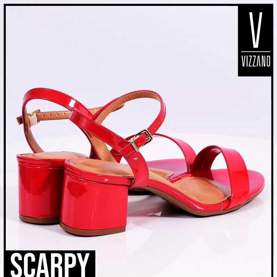 Stilleto'S En Platforms Scrapy | Vizzano Damesschoenen Lage Hak Lakleer Scarpy Sandaal