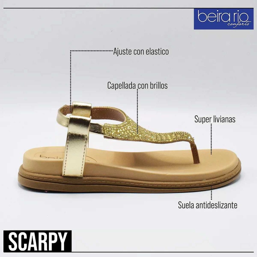 Sandalen Scrapy | Beira Rio Damesschoenen Scarpy Metallic Eco-Leer Sandaal