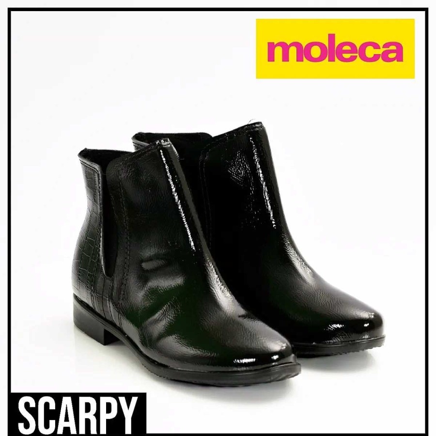 Laarzen En Enkellaarzen Scrapy | Damesschoenen Lage Cana Boot Lakleer Lage Hak Moleca Scarpy